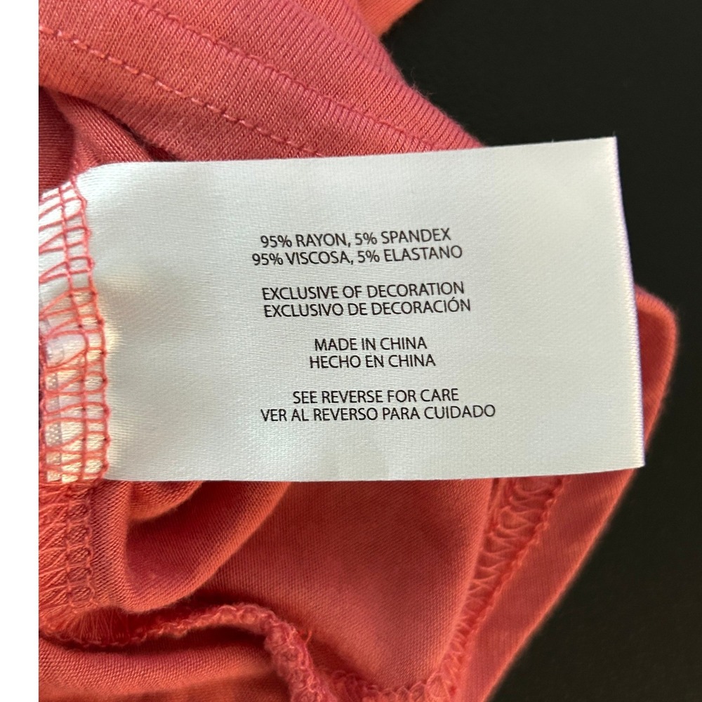 Gap Womens Large Coral Pink Long Sleeve Drop Shoulder Rayon Spandex Top 1376 - Picture 6 of 8